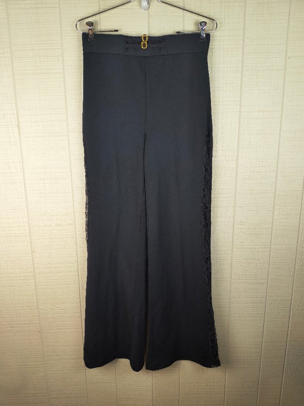 Vintage 70s Frederick's of Hollywood Flare Leg Pants Disco Lace Black